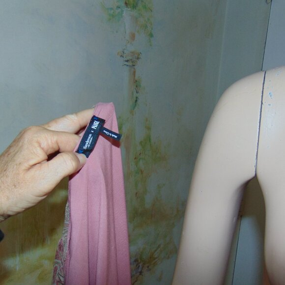 Sanderson of London X Paige Silk Palazzo Midi Wrap Dress Lipstick Pink Large L - Picture 9 of 14